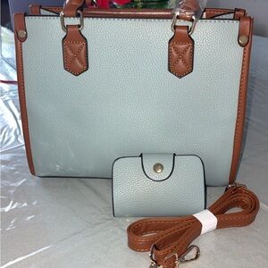 Elegant Blue and Brown Women's Handbag Set